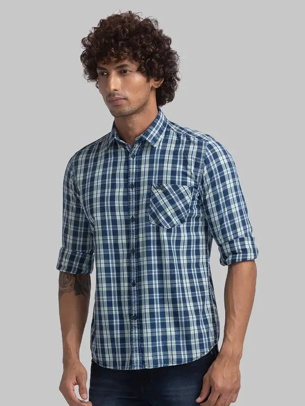 Men Slim Fit Blue Shirt