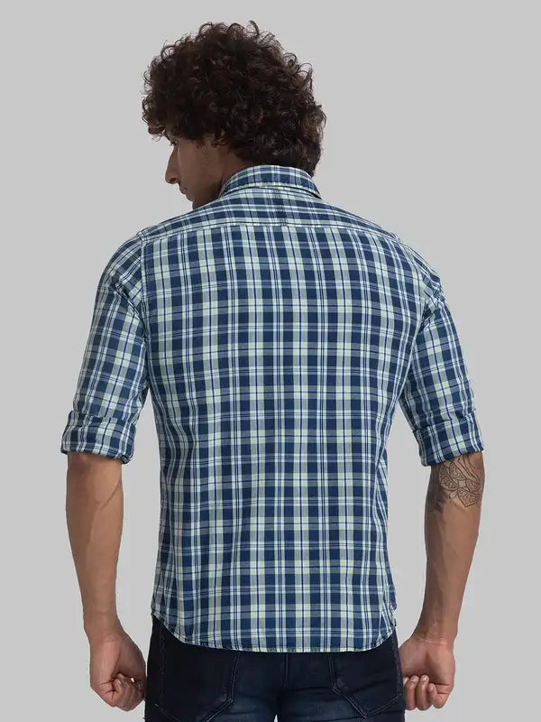 Men Slim Fit Blue Shirt