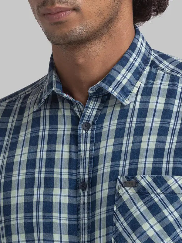 Men Slim Fit Blue Shirt