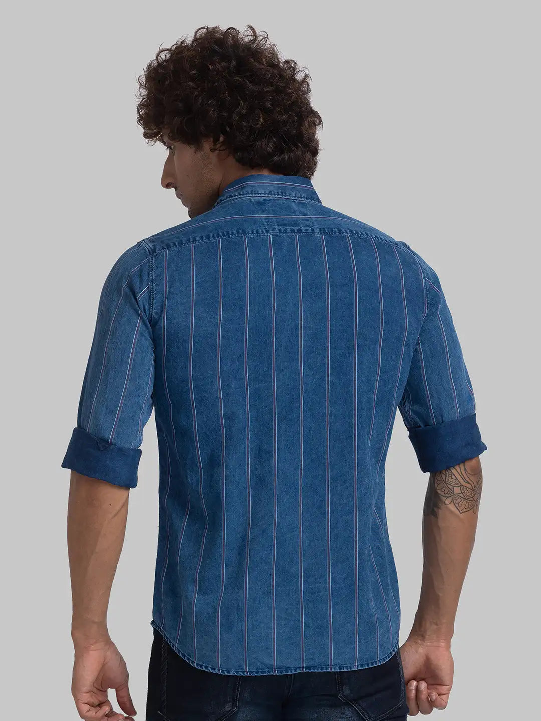 Parx Men Red Printed Slim Fit Cotton Full Sleeve Cut Away Collar Shirt