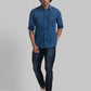 Parx Men Red Printed Slim Fit Cotton Full Sleeve Cut Away Collar Shirt