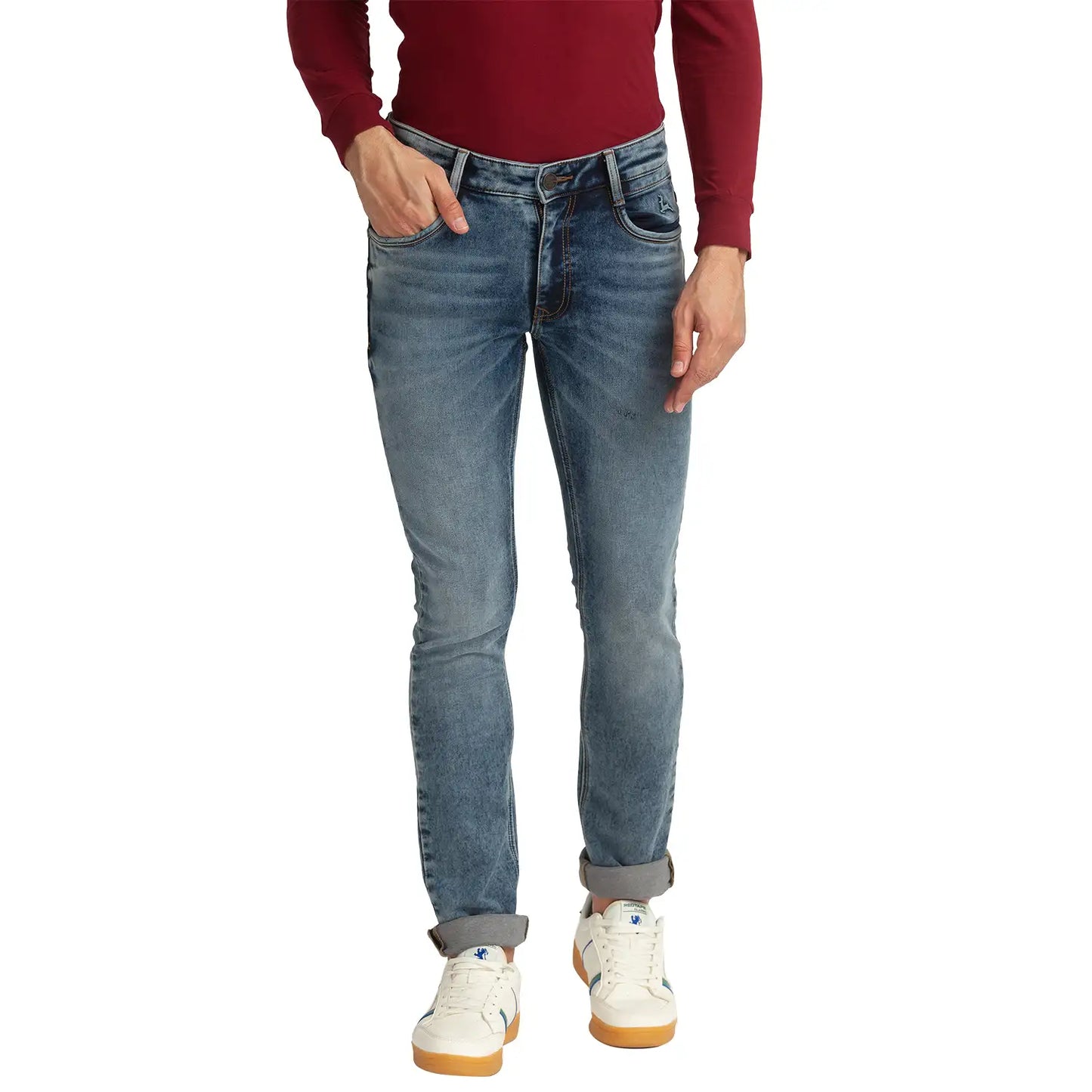 Men Skinny Fit Dark Blue Jeans