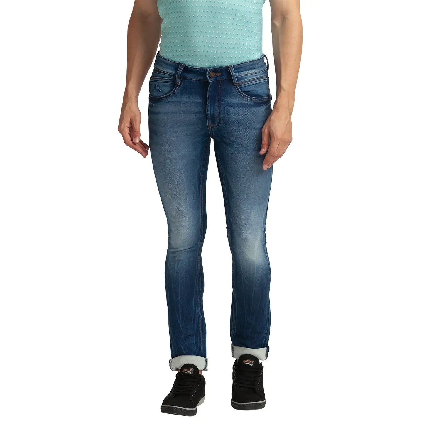 Men Slim Fit Medium Blue Jeans