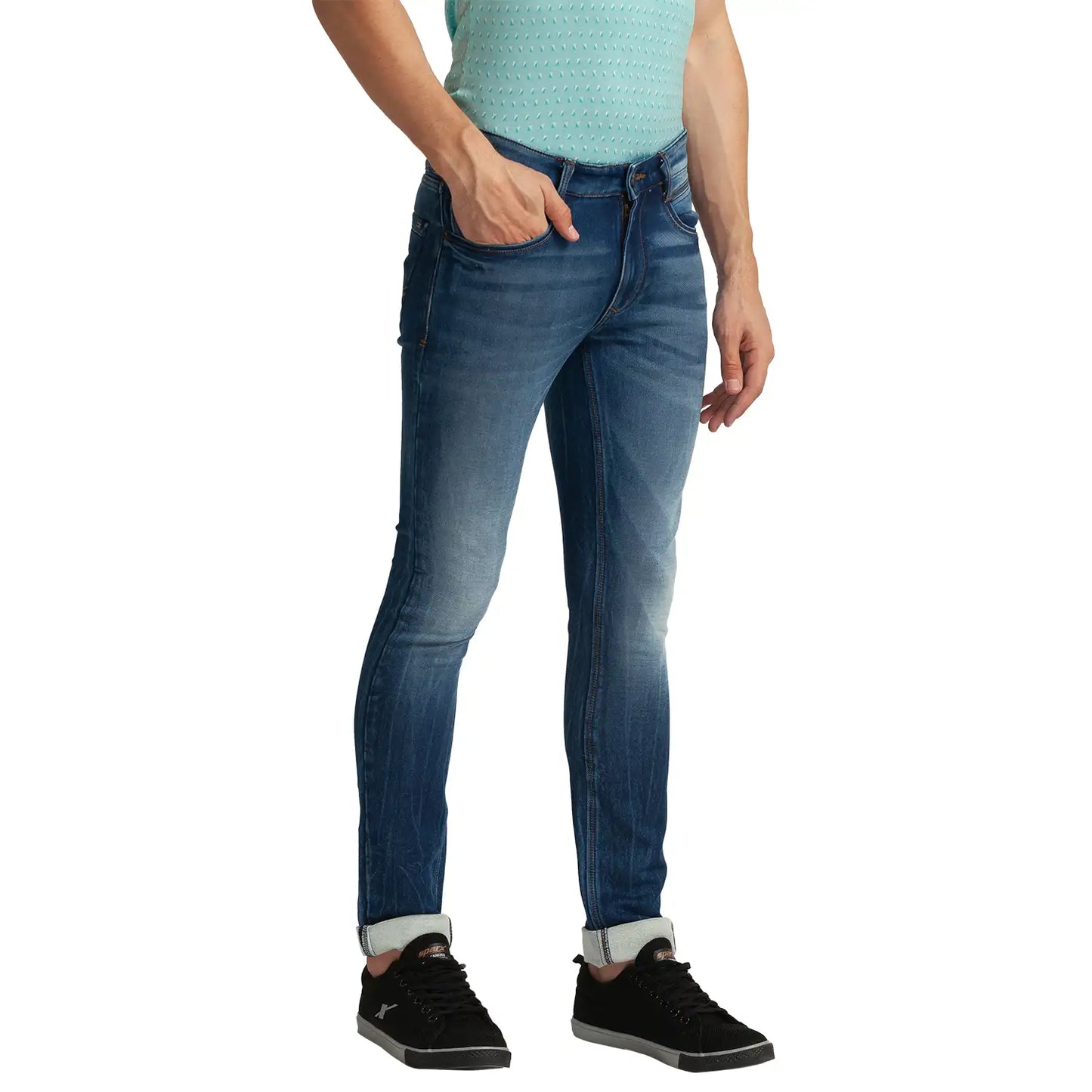 Men Slim Fit Medium Blue Jeans
