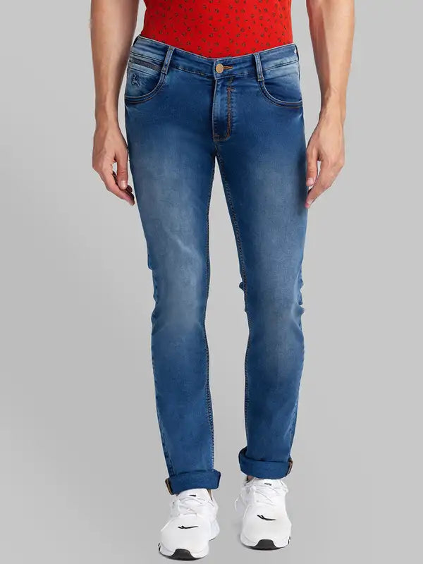 Men Slim Tapered Fit Blue Jeans