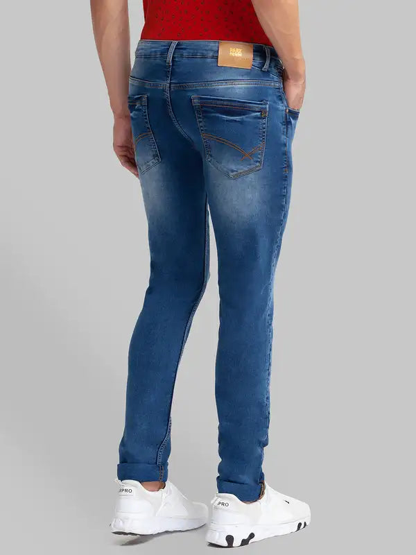 Men Slim Tapered Fit Blue Jeans
