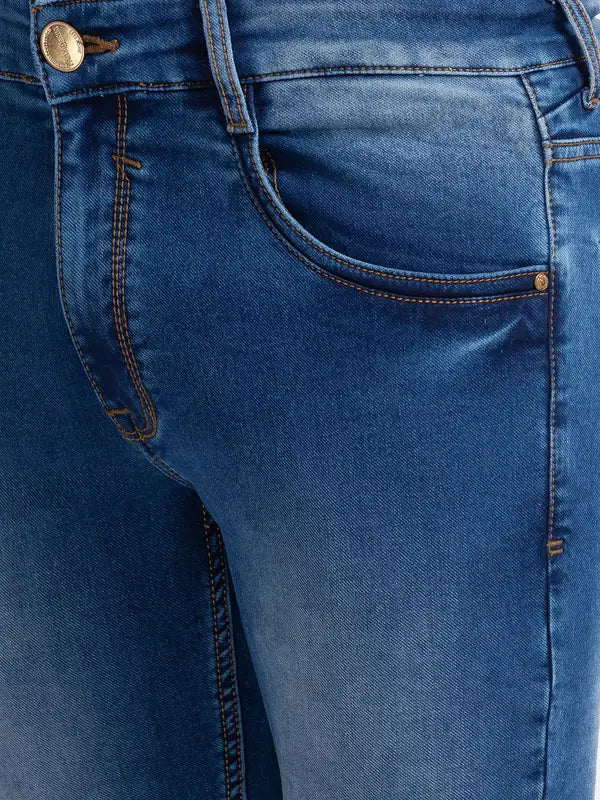 Men Slim Tapered Fit Blue Jeans