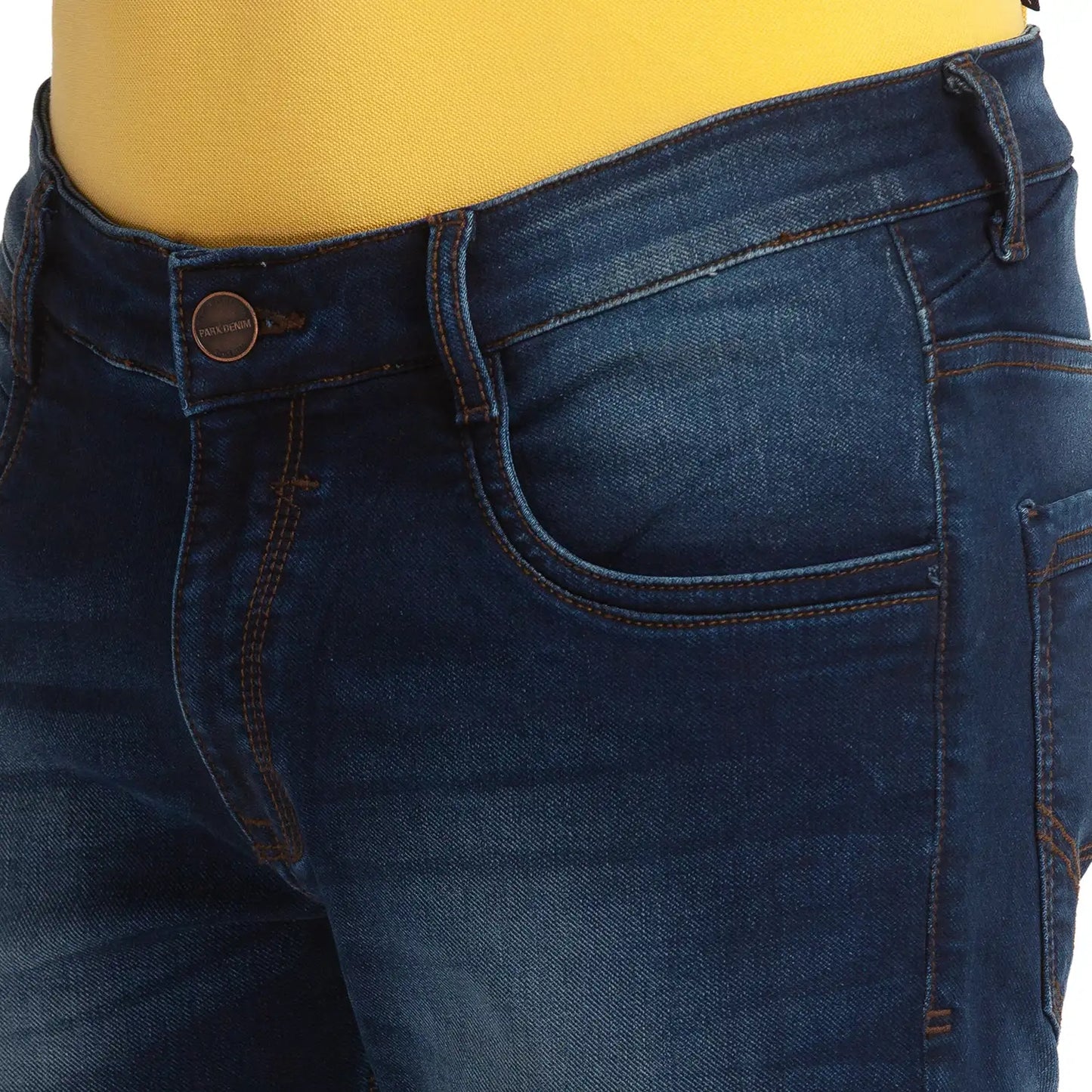Men Tapered Fit Dark Blue Jeans