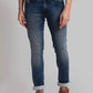 Men Blue Slim Tapered Fit Plain Cotton Blend Jeans