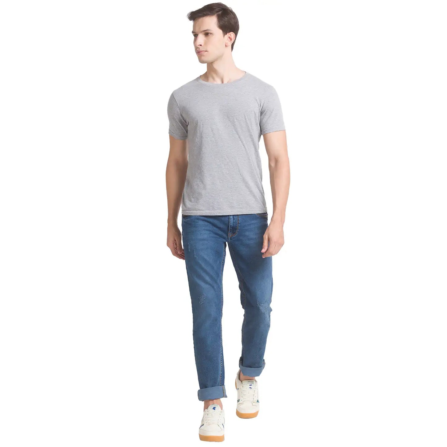 Men Tapered Fit Fancy Blue Jeans