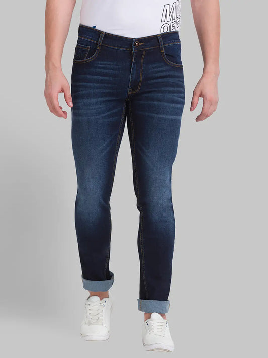 Men Tapered Fit Dark Blue Jeans