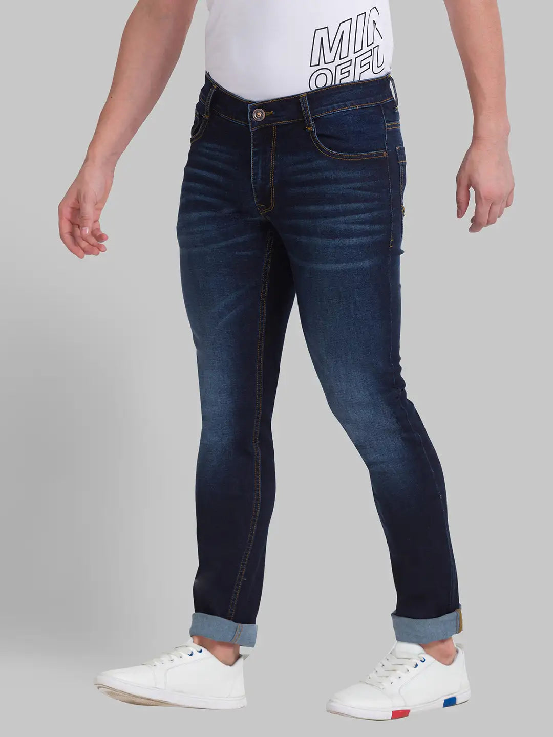 Men Tapered Fit Dark Blue Jeans