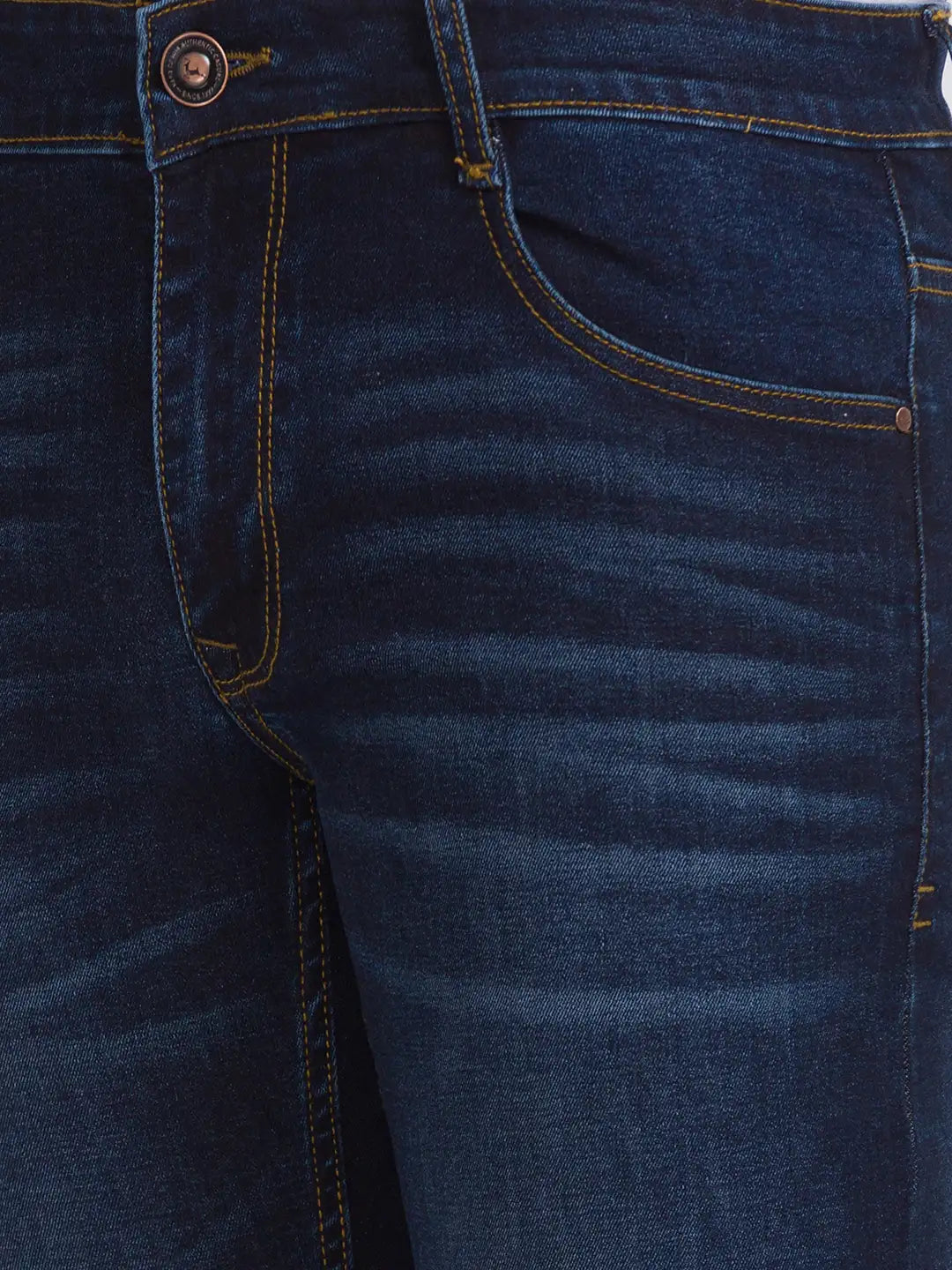 Men Tapered Fit Dark Blue Jeans