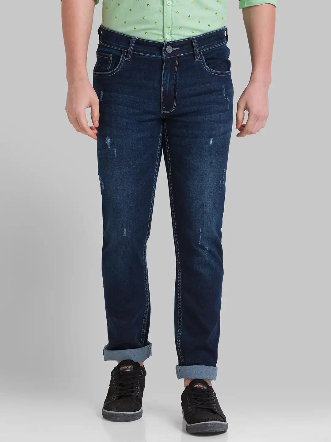 Men Slim Fit Dark Blue Jeans