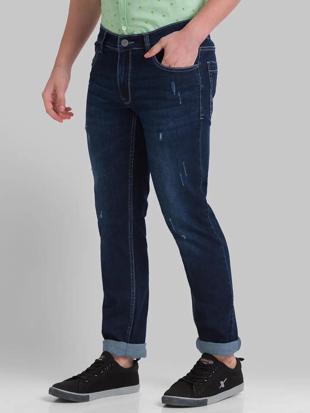 Men Slim Fit Dark Blue Jeans