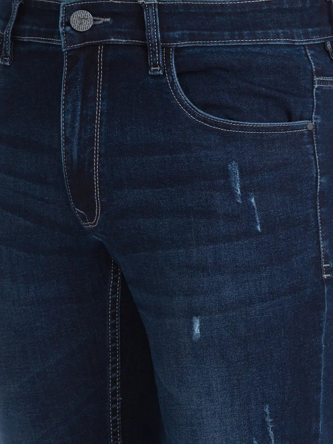 Men Slim Fit Dark Blue Jeans