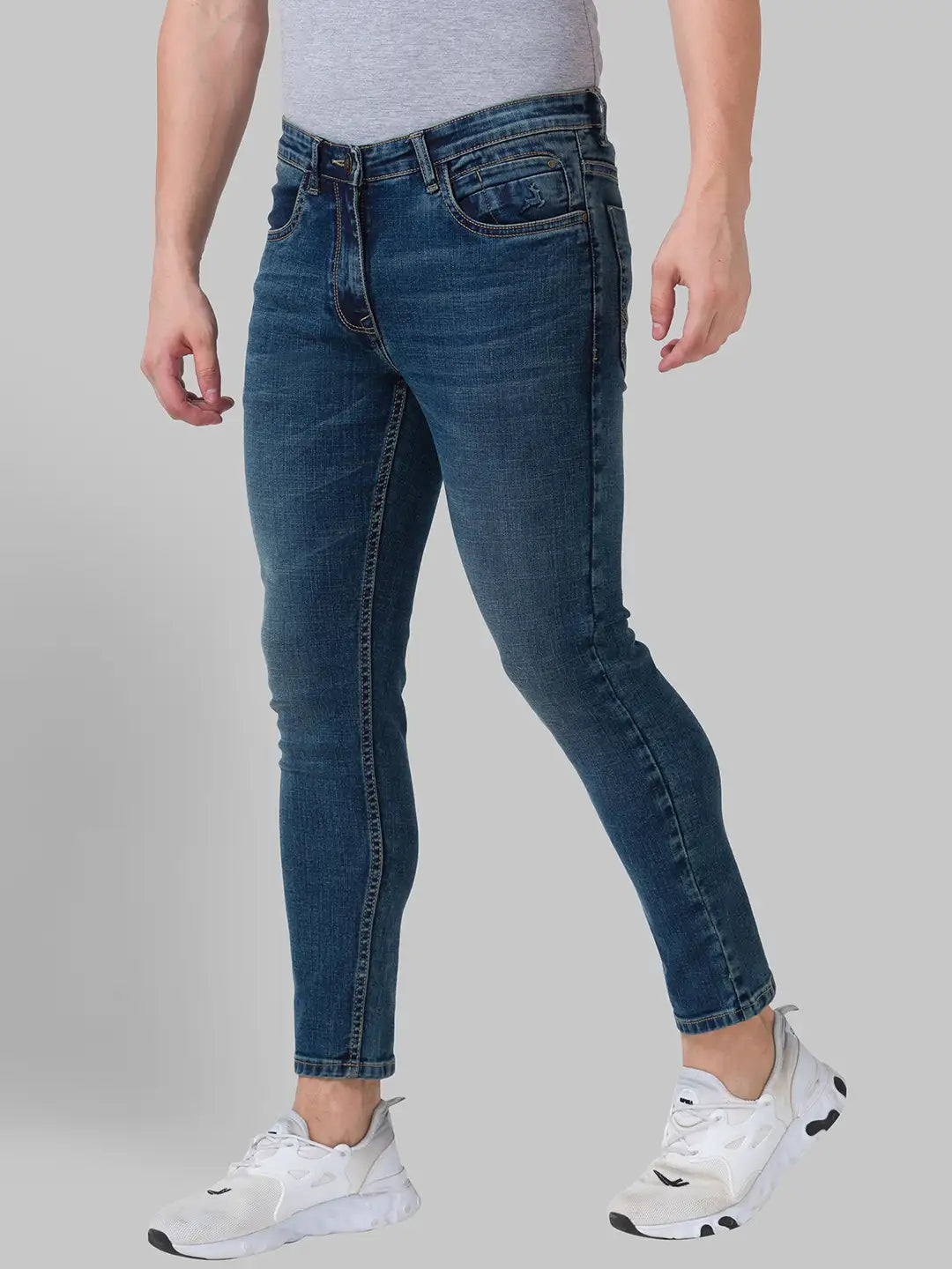 Men Skinny Fit Medium Blue Jeans