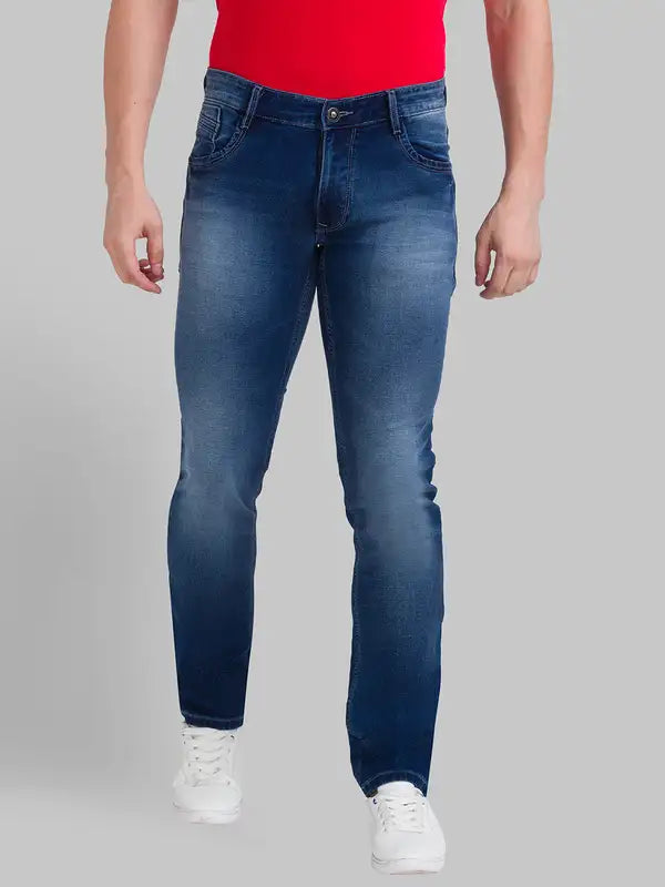 Men Slim Tapered Fit Blue Jeans