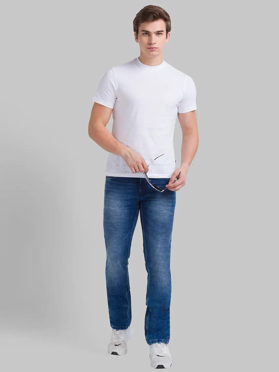 Men Slim Fit Dark Blue Jeans