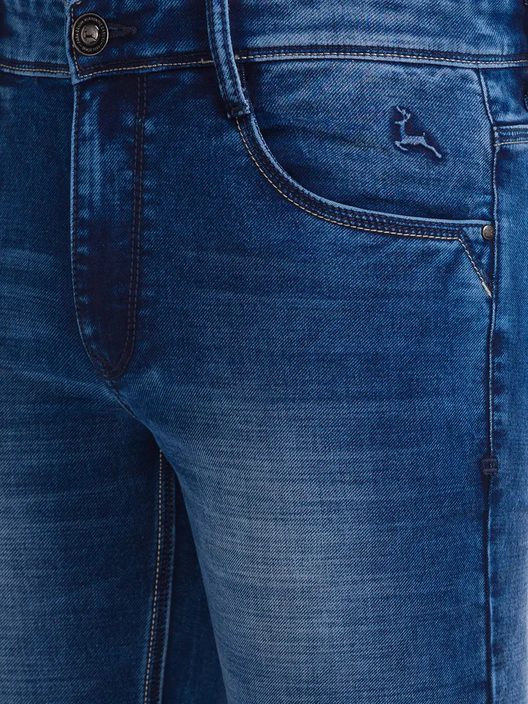 Men Slim Fit Dark Blue Jeans