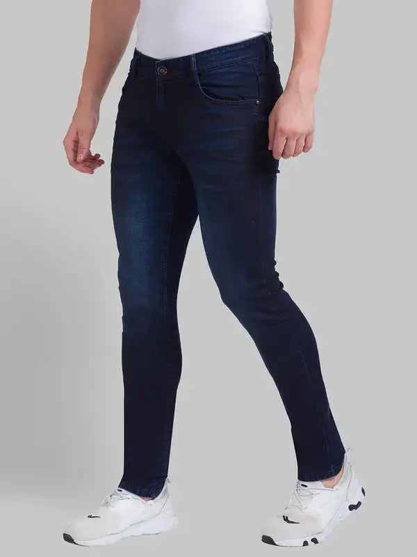 Men Slim Tapered Fit Grey Jeans