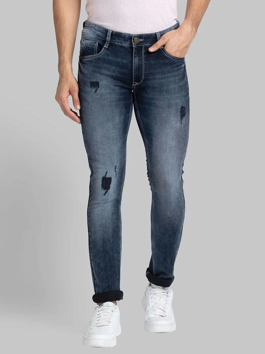 Men Tapered Fit Blue Trouser