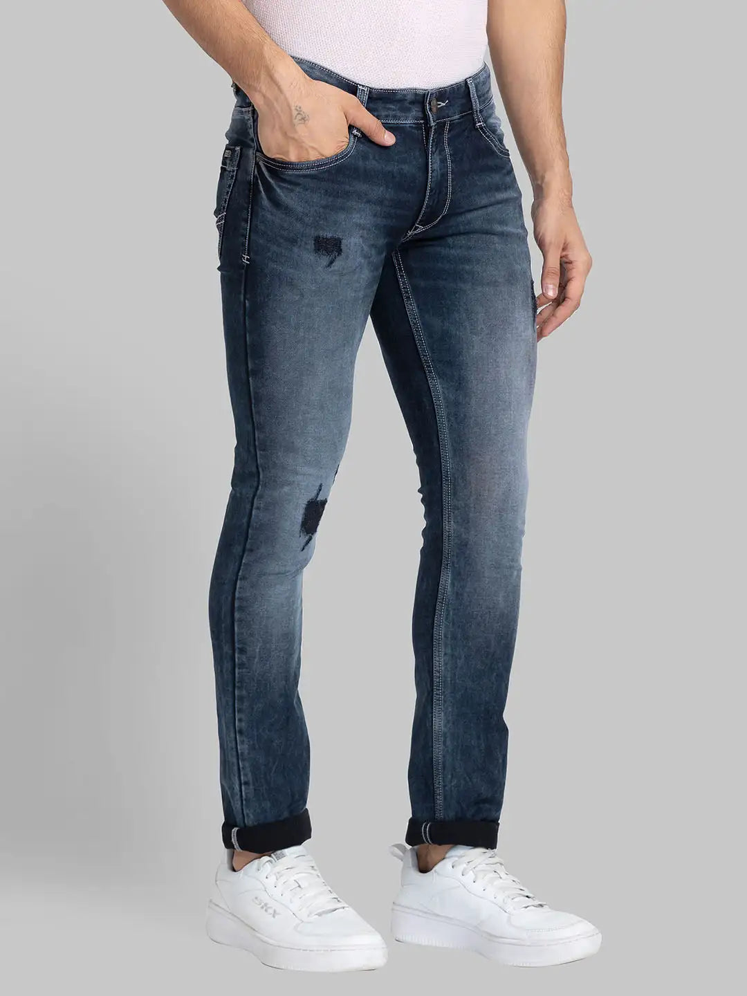 Men Tapered Fit Blue Trouser