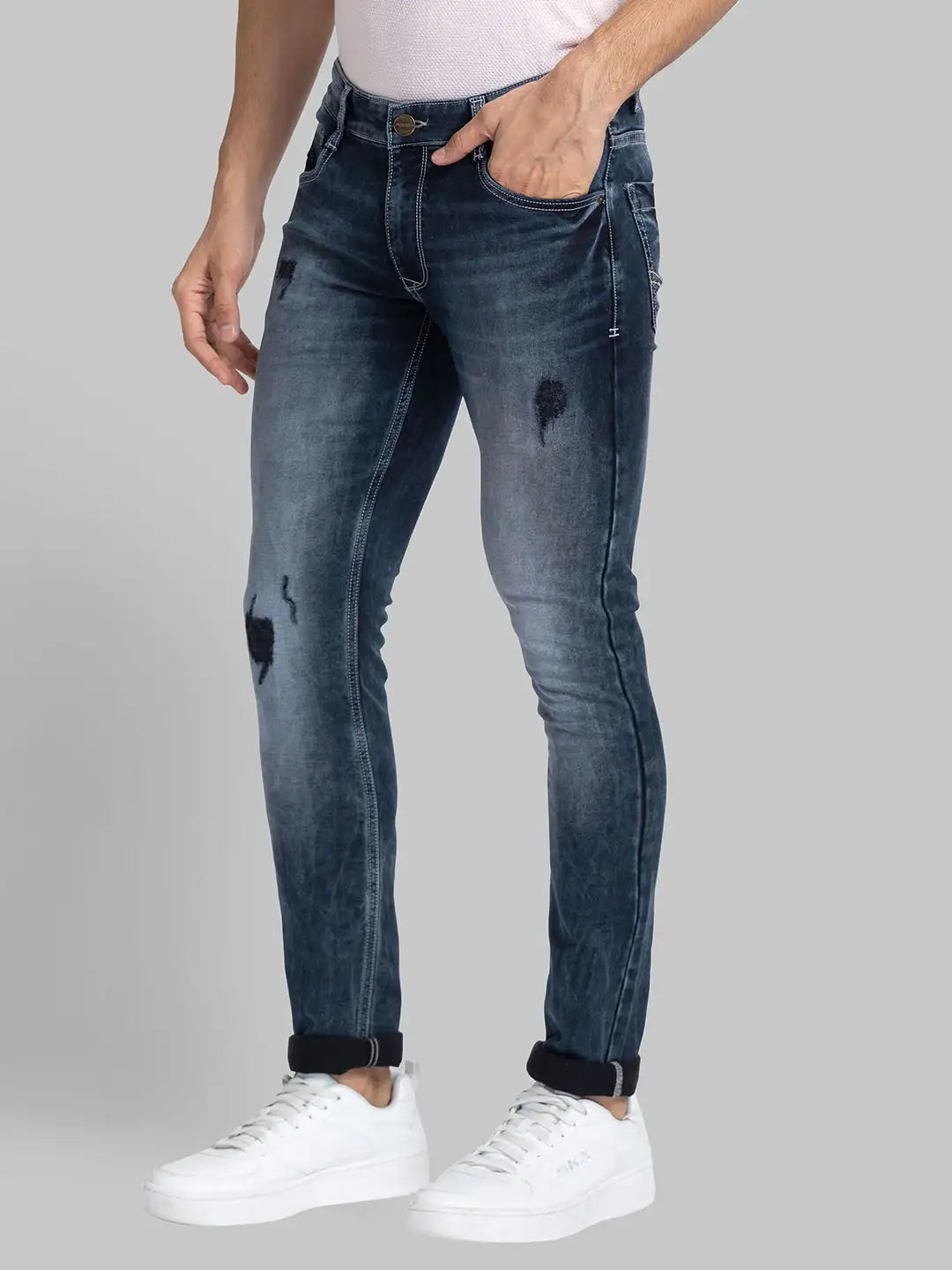 Men Tapered Fit Blue Trouser