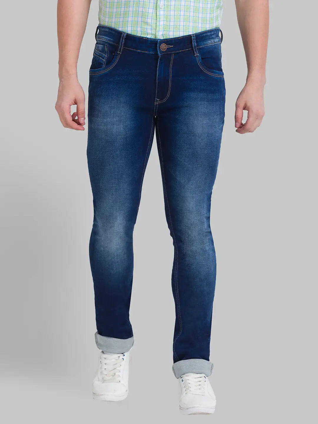 Men Slim Fit Medium Blue Jeans