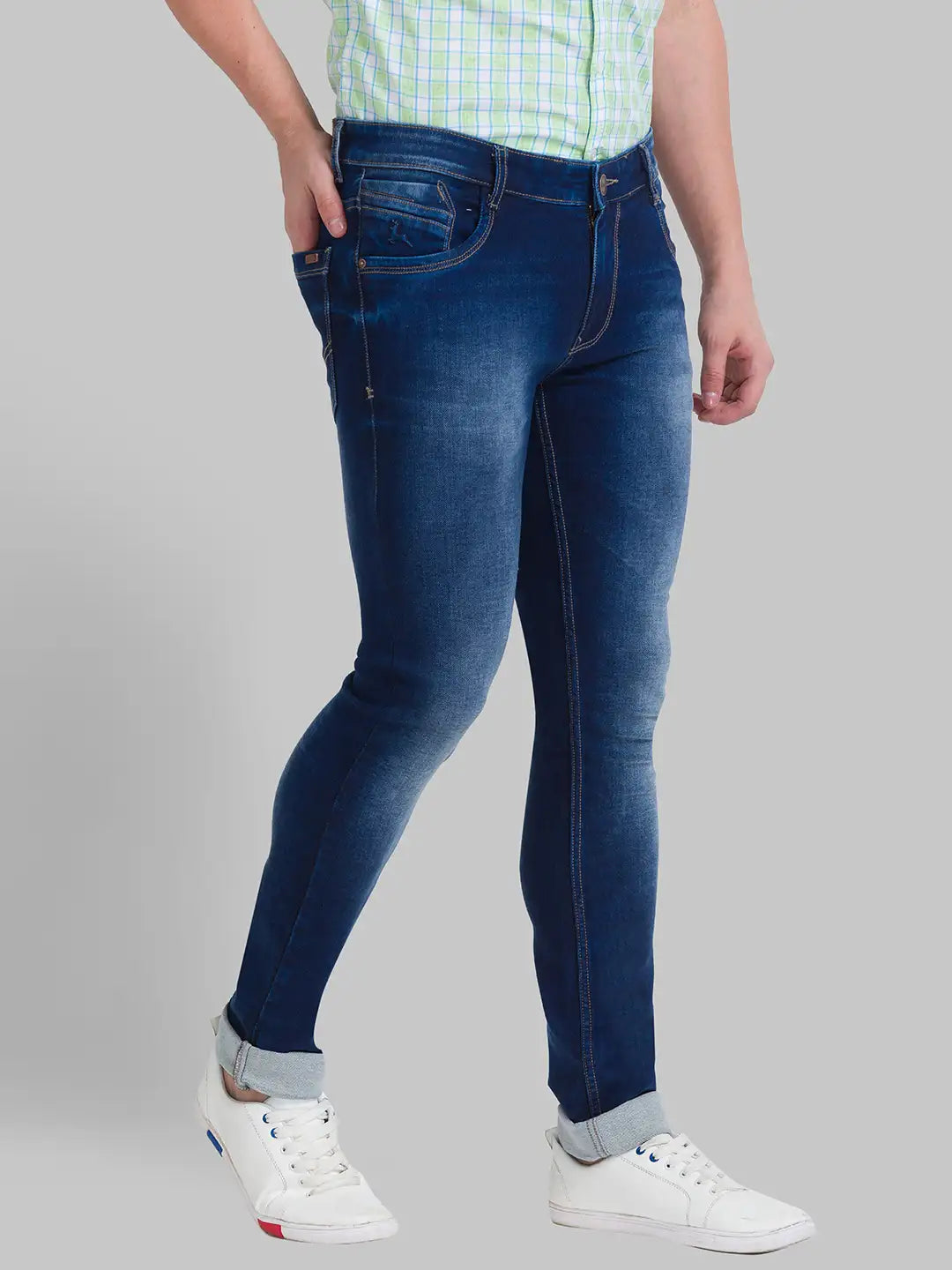 Men Slim Fit Medium Blue Jeans