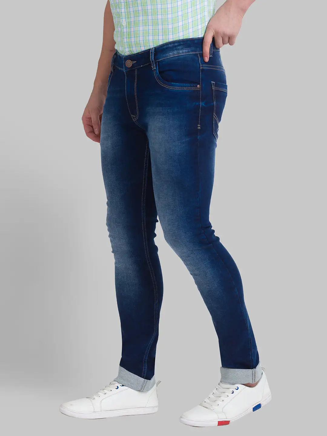 Men Slim Fit Medium Blue Jeans