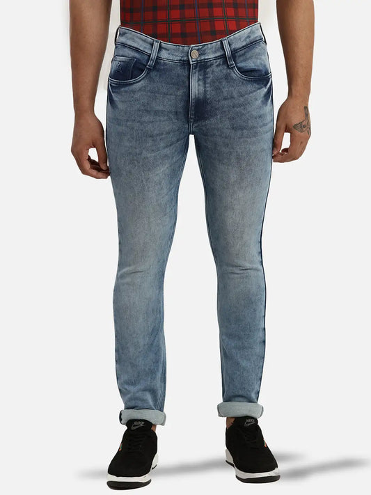 Men Slim Tapered Fit Blue Jeans