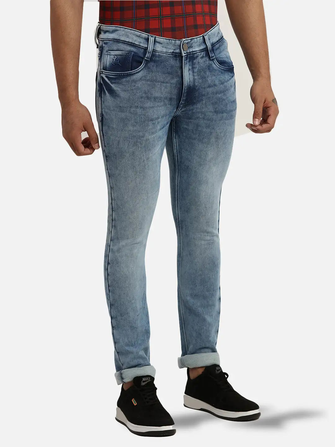 Men Slim Tapered Fit Blue Jeans