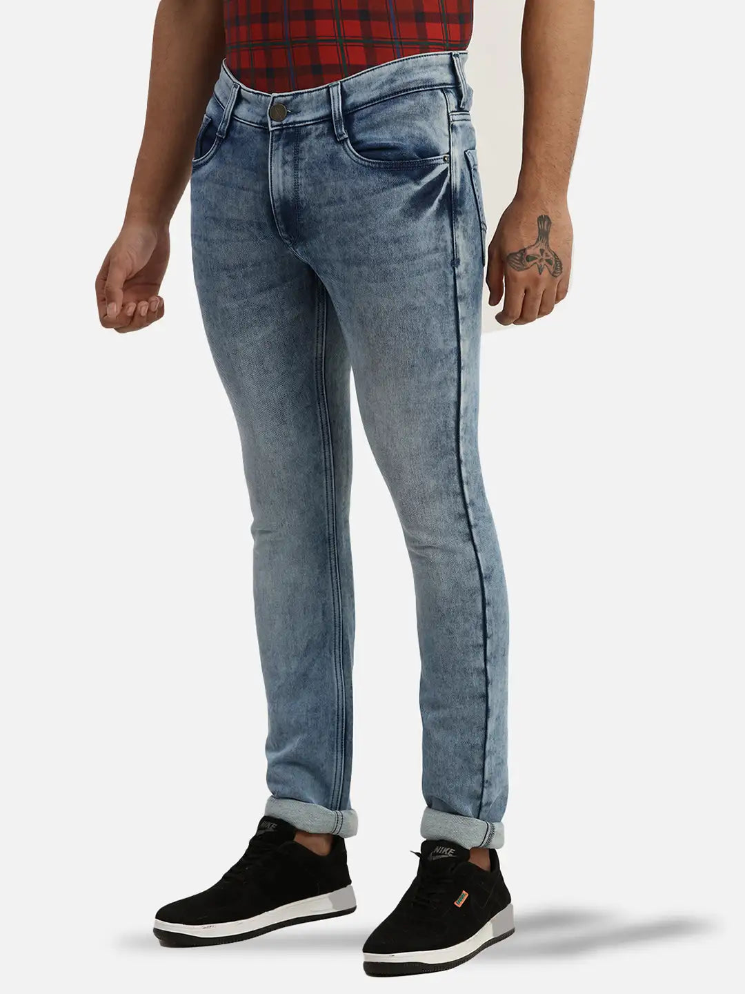 Men Slim Tapered Fit Blue Jeans