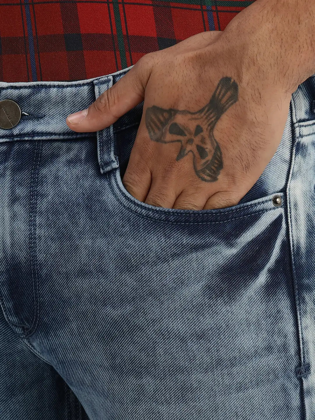 Men Slim Tapered Fit Blue Jeans