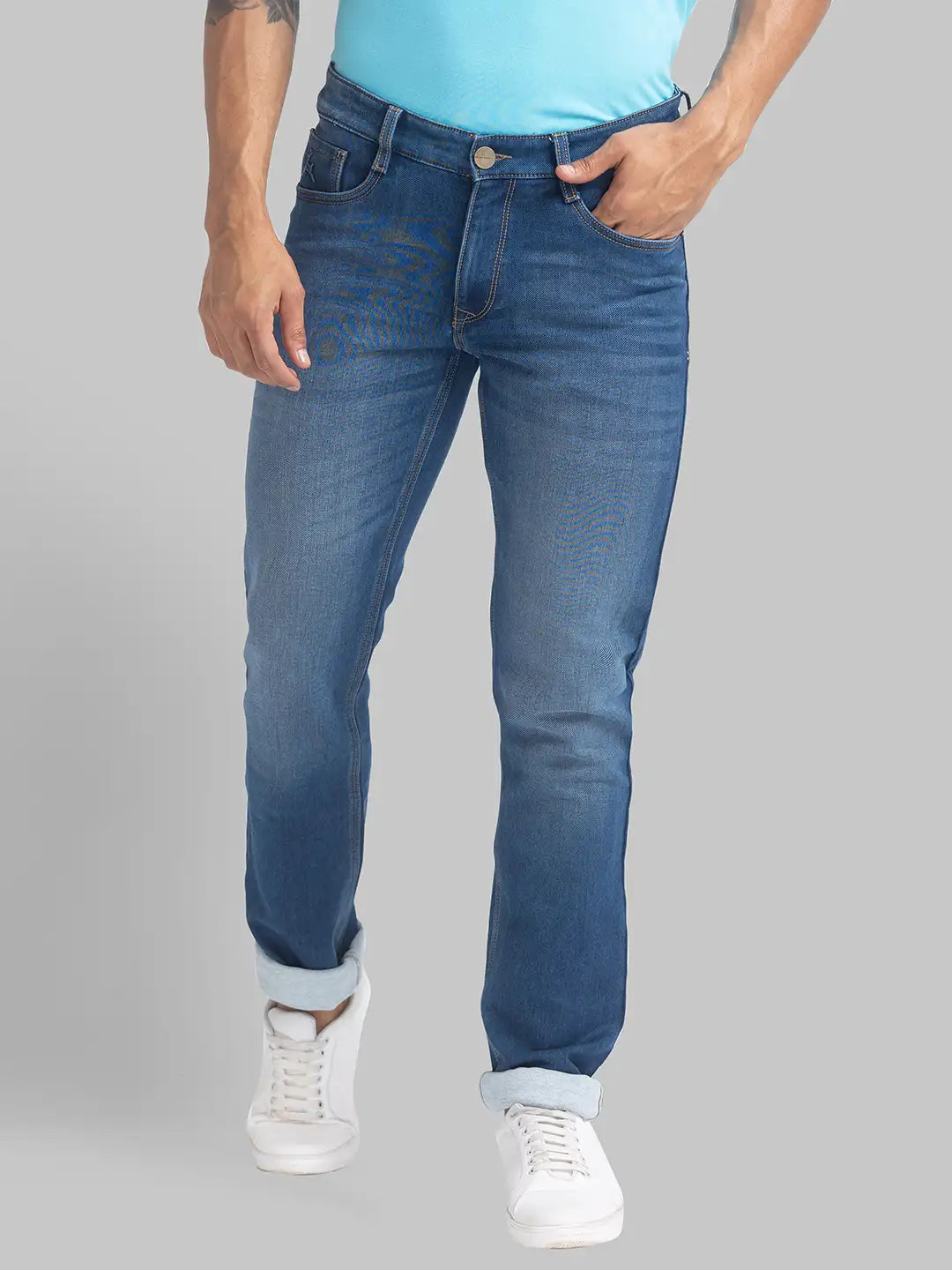 Men Slim Fit Medium Blue Jeans