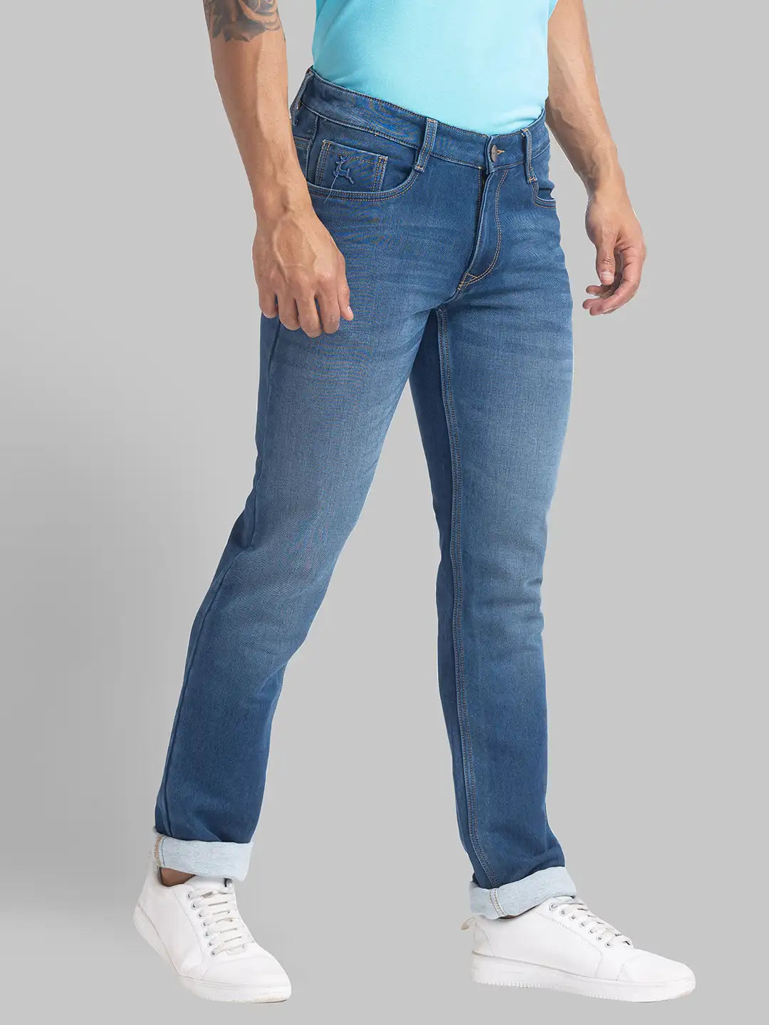 Men Slim Fit Medium Blue Jeans