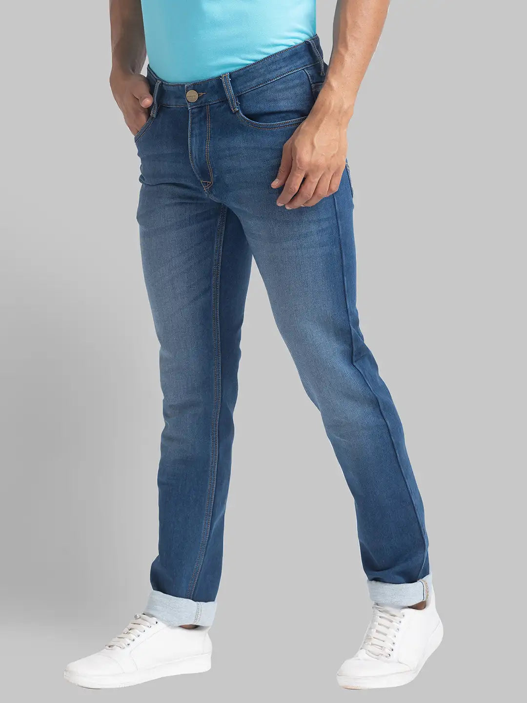 Men Slim Fit Medium Blue Jeans