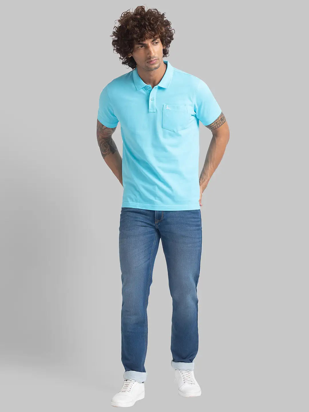 Men Slim Fit Medium Blue Jeans