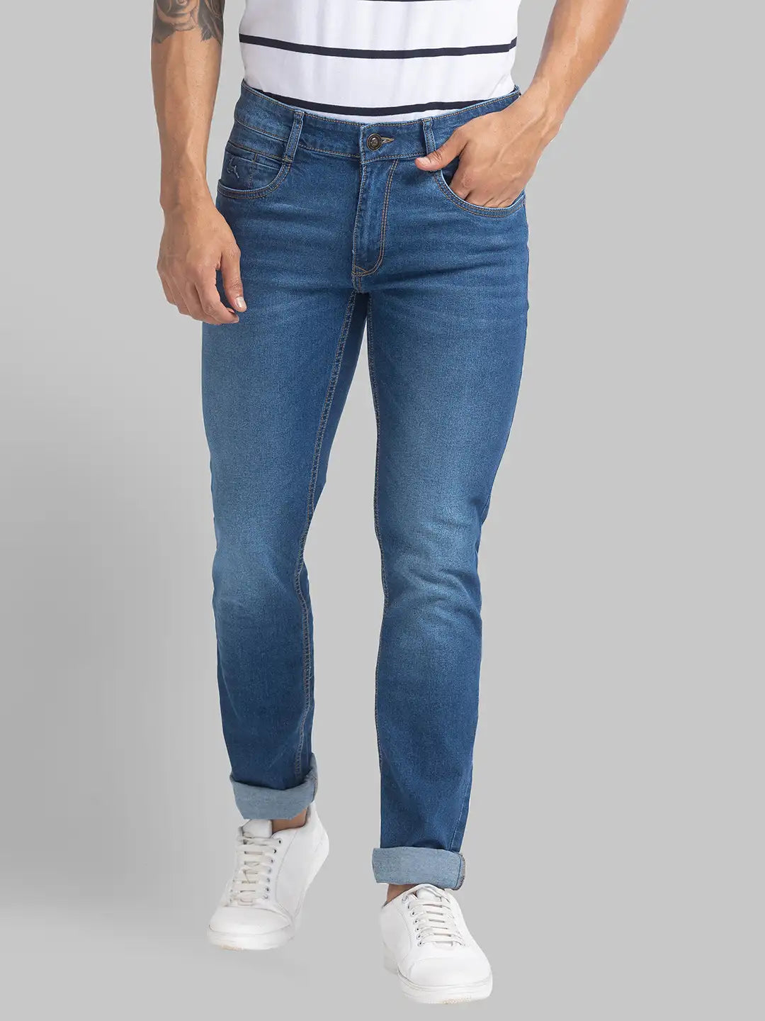 Men Skinny Fit Dark Blue Jeans