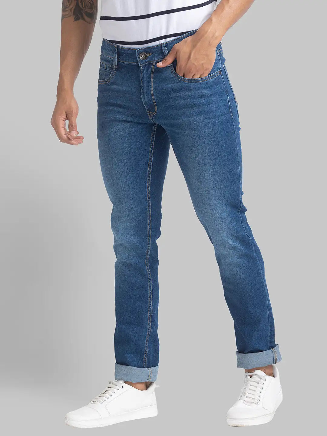 Men Skinny Fit Dark Blue Jeans