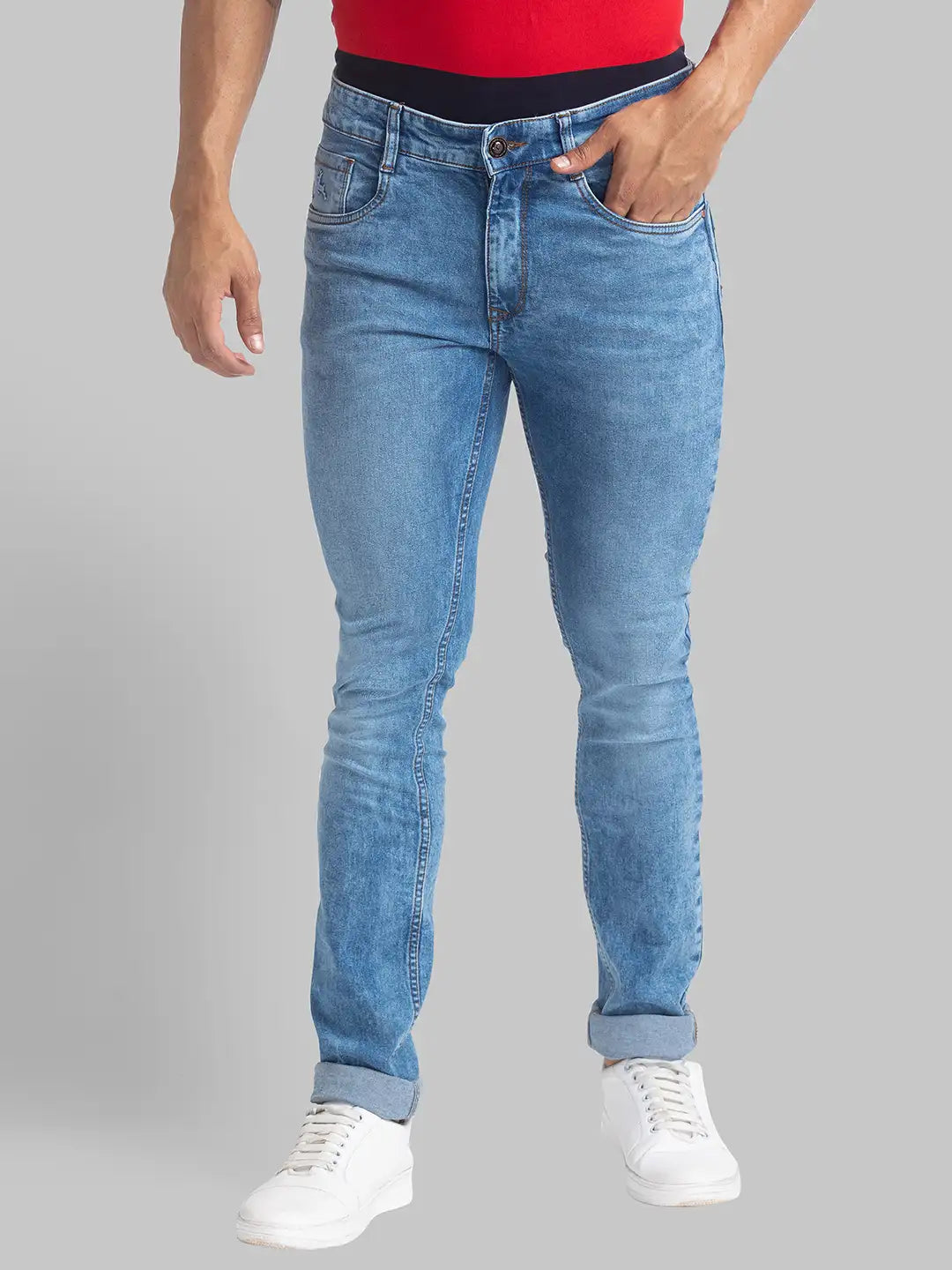 Men Slim Fit Dark Blue Jeans