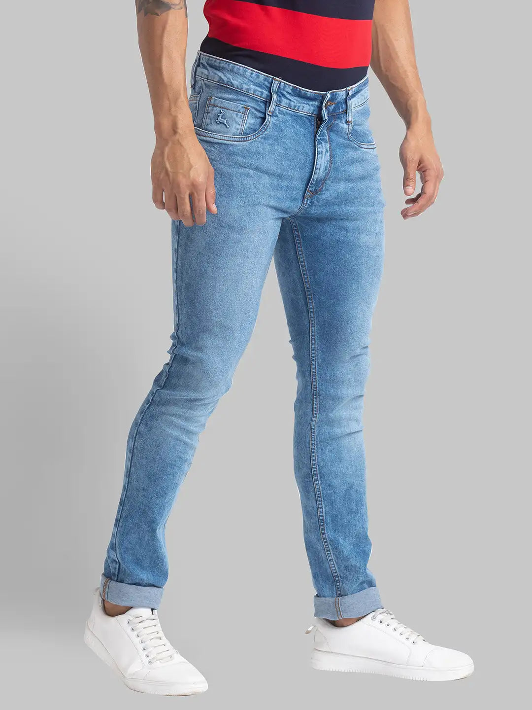 Men Slim Fit Dark Blue Jeans