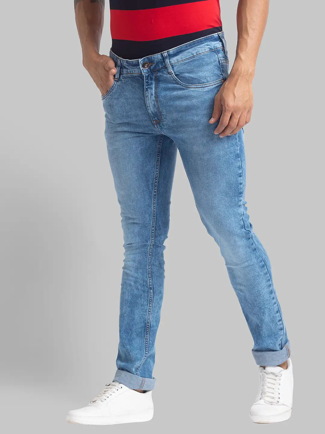 Men Slim Fit Dark Blue Jeans