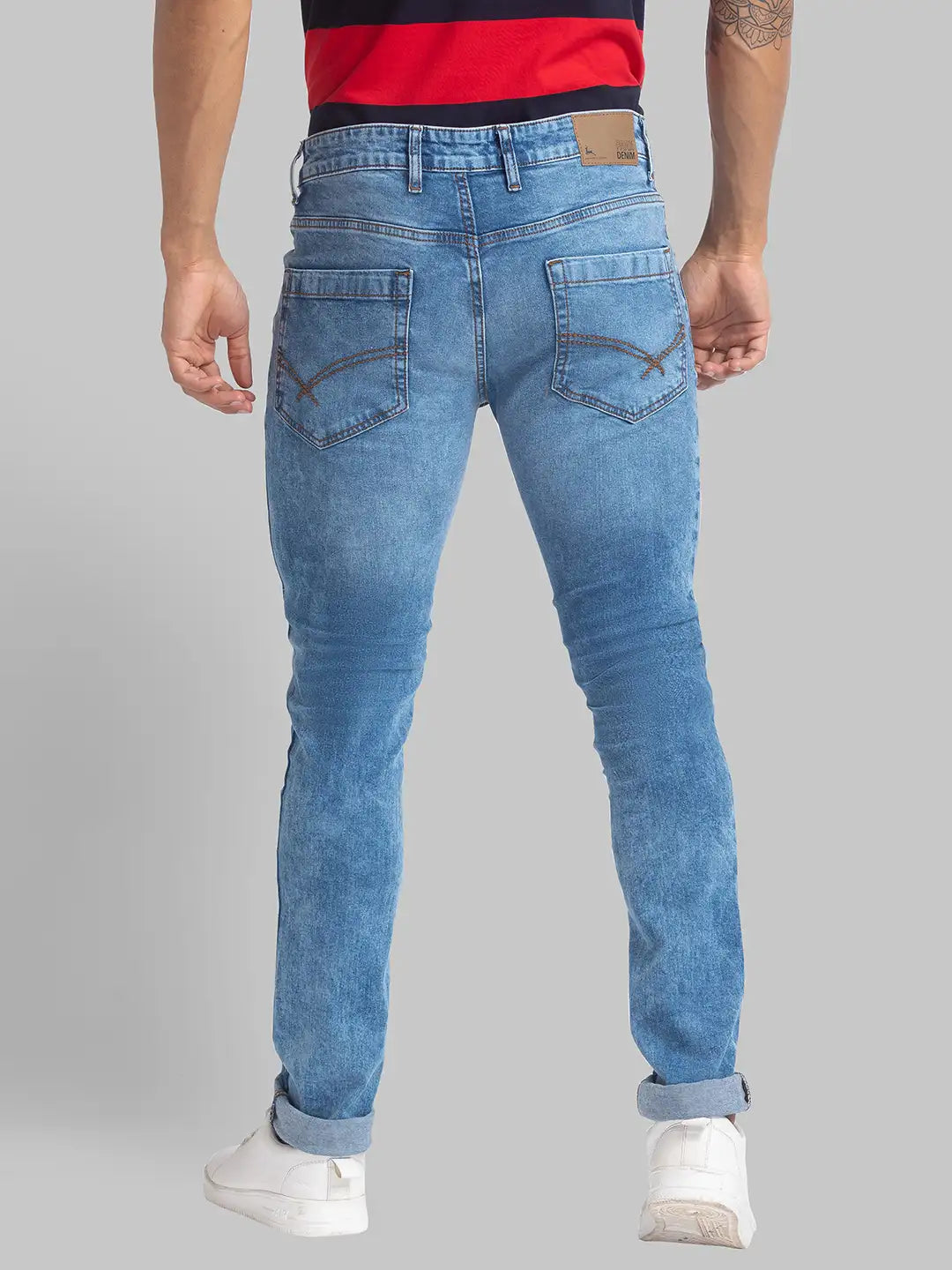 Men Slim Fit Dark Blue Jeans