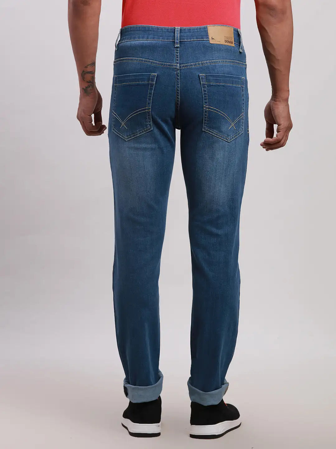 Parx Men Black Jacquard Skinny Fit Cotton Blend Jeans