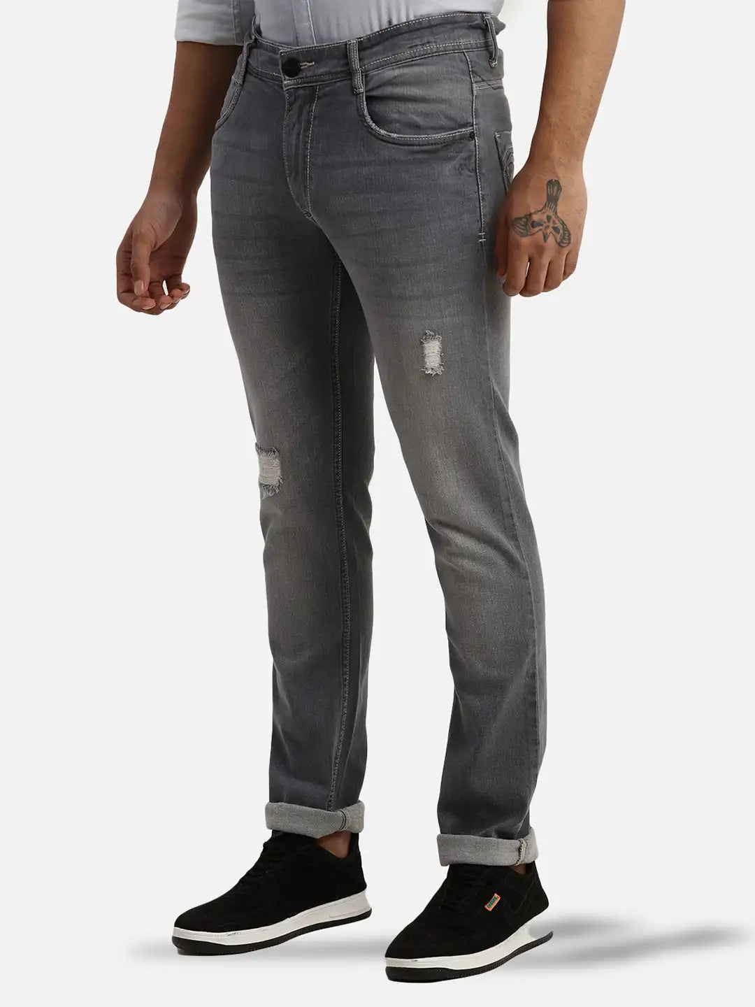 Men Slim Tapered Fit Blue Jeans