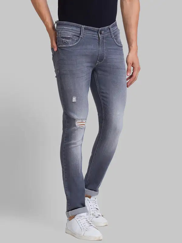 Men Skinny Cropped Fit Black Jeans