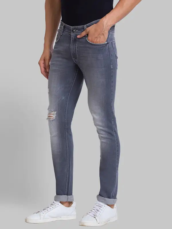 Men Skinny Cropped Fit Black Jeans