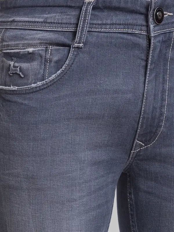 Men Skinny Cropped Fit Black Jeans